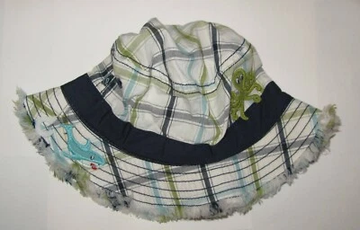 NEW Vintage Gymboree Shark Cove plaid sun bucket hat cap fringe octopus 18 24 mo - Image 1 of 2