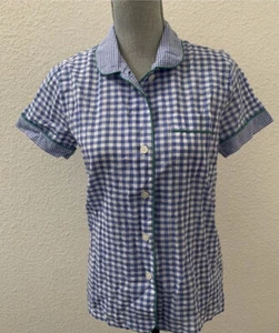 J Crew Damen Pyjama Oberteil XS Neu Neu mit Etikett Blau Weiß Kariert 99% Baumwolle Gingham - Bild 1 von 9