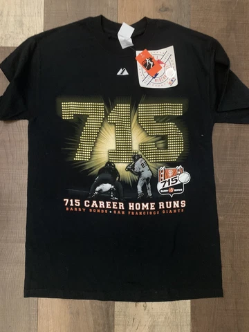 2005 Barry Bonds 715 Career Home Runs Tee SF Giants MLB  T Shirt Sz Med  Black Cover