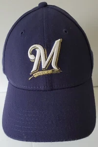 New Era 39THIRTY Milwaukee Brewers MLB Stretch Fit Blue Child-Youth Hat Cap EUC - Picture 1 of 7