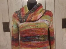 Bongo Knitted Turtle Neck Sweater Warm Vibrant colors Size Small