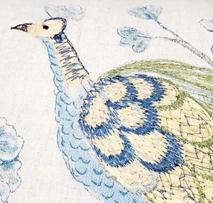 Pier 1 Imports 18” Accent Pillow Peacock Floral Embroidered Appliqué India Made - Picture 1 of 13