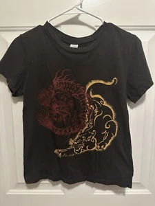 Lucky Brand Tiger Shirt Used Brown Yellow Vintage Size Medium - Picture 1 of 4