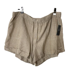 NWT Volcom Womens Sunday Strut Shorts Size 2XL (14) Striped Brown Drawstring - Picture 1 of 10