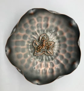 Vtg 7" Gregorian Hammered Copper Bowl Flower Pattern 317 Signed Candy Dish - Picture 1 of 14