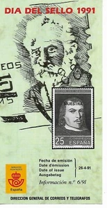 España Día del Sello Hoja Informativa del año 1991 (FD-638) - Bild 1 von 1