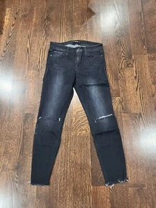 Women's Joe's Jamilyn Mid Rise Skinny Distressed Black Denim Jeans Size 28 - Picture 1 of 8