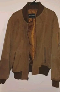 Vintage Vitale Men WW2 Style L Bomber Jacket 100% Genuine Brown Hide Soft Supple - Picture 1 of 7
