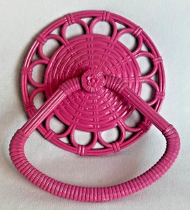 🍒 Porta asciugamani vintage 1978 Homco USA finto vimini gomma da masticare rosa 🍒 - Foto 1 di 8