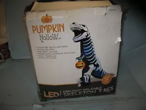 Pumpkin Hollow LED Airflowz Inflatable 12 ft Skeleton T-Rex - Picture 1 of 4