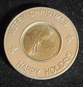 2000P ENCASED MA Quarter Merry Christmas. Commemorating 50 States. PC238 - Picture 1 of 4