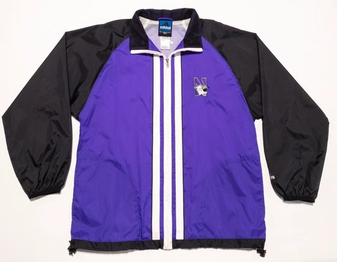 Vintage Northwestern Jacket Men's Small Adidas Wildcats Purple 3 Stripes 90s Zip Cover