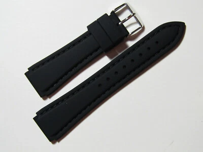 20mm Hadley-Roma MS3346 Black Silicone Rubber Waterproof Dive Watch Band Strap - Image 1 of 3