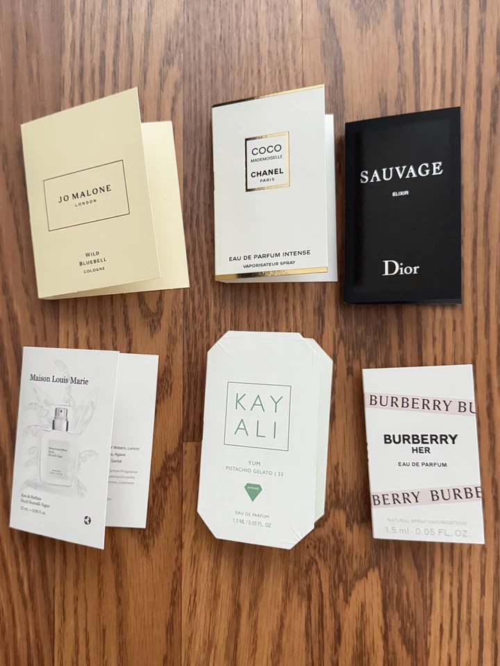 NEW Set of 6 Samples Coco Chanel Dior Burberry Jo Malone Eau de Parfum - Image 1 of 1