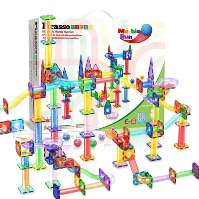 PICASSO-TILES Marble Run Magnetic Tiles 150PC Kids STEM Race Track Toy New - Image 1 of 4