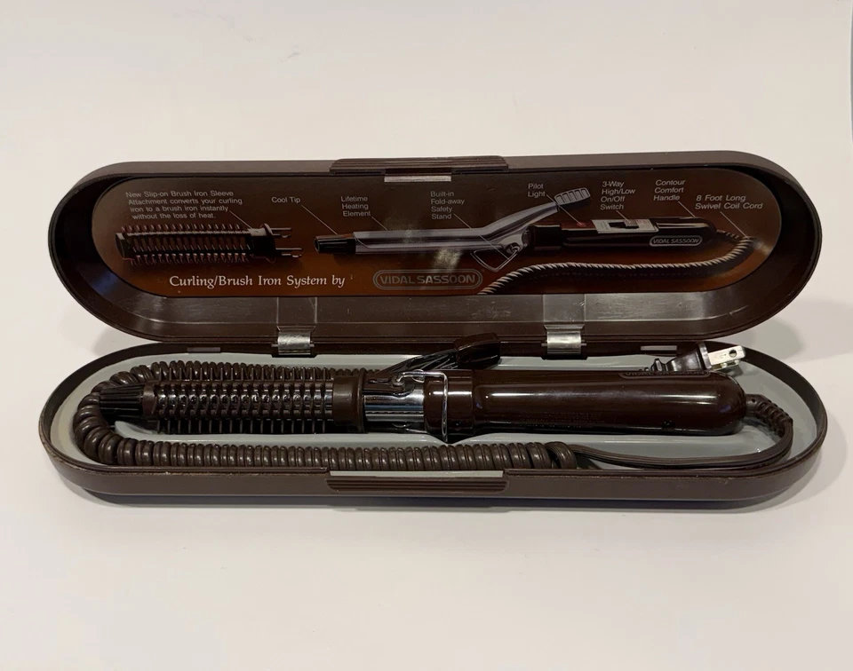 Vidal Sassoon VS‑131 Curling Brush/Iron Set w/Case & Manual – Tested Works - Image 1 of 4
