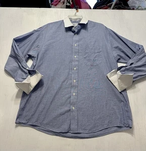 Vintage Burberrys of London Men’s Shirt 17.5-34 Blue White Collar Cuffs USA - Picture 1 of 8
