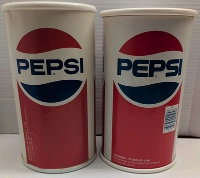 Lote de 2 Cofrinhos Pepsi Cola Banco Plástico Artesanal #2195 Grande 9,5”x5” - Imagem 1 de 4