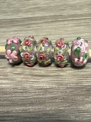 Juego de 5 cuentas europeas de agujero grande. BH38 Foto 1 de 4