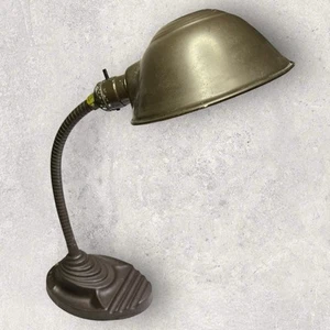 Vintage Schwanenhalslampe 30er Jahre Eagle Lamp Co ~ Art Deco ~ Gusseisen Schreibtischlampe - Bild 1 von 9