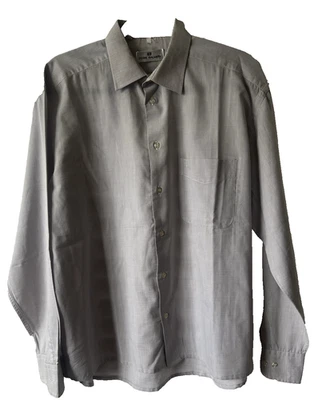 Vintage PIERRE BALMAIN Light Gray Woven Men's Dress Shirt embroidered LOGO XL - Image 1 of 4