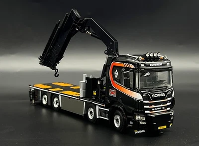 Scania R 8x2 riged flatbed truck Palfinger crane+jib "Bouwrent" WSI models 1:50 - Image 1 of 4