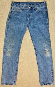 Levis 501 Jeans Herren 33x34 Blau Straight Leg Regular Fit Light Wash Distressed - Bild 1 von 21