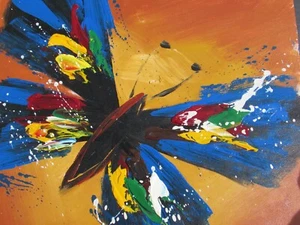 small butterfly contemporary oil painting canvas modern art colourful abstract - Picture 1 of 1