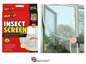 WHITE INSECT SCREEN Mosquito Window Mesh Net Curtain Snap Fly Bug Moth Bees UK - Picture 1 of 7