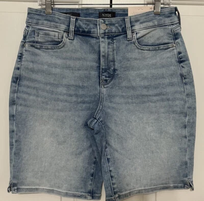 NUEVO CON ETIQUETAS NYDJ Talla 10 Azul Conway Ella Corto Con Aberturas Laterales Pantalones Cortos Mujer Foto 1 de 4
