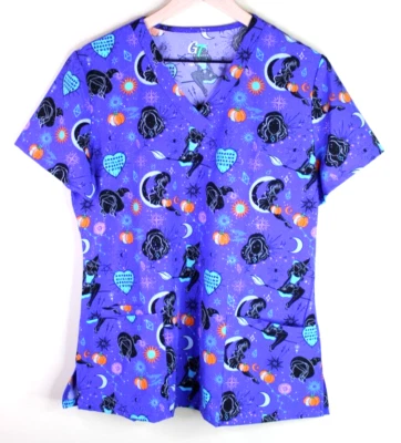 Blusa Médica Halloween GT Performance, Púrpura con Brillos, Para Mujer Talla Mediana Foto 1 de 4