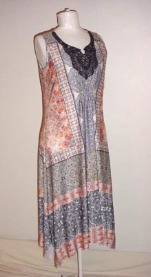 Embellished Maxi Midi Dress Size Small Sleeveless Live And Let Live Stretch Boho - Image 1 of 4