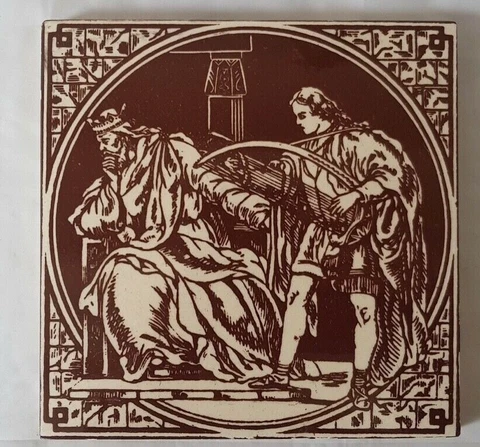STUNNING KING AND COURTIER MINTON HOLLINS VICTORIAN 6 INCH TILE  19TH CENTURY Cover