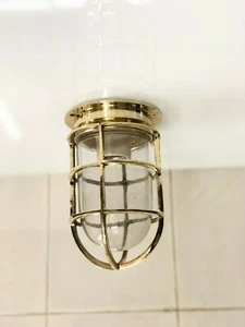 LUMINARIA MAMPARO ESTILO VINTAGE LATÓN MONTAJE EN TECHO NÁUTICO MARINO - Imagen 1 de 12