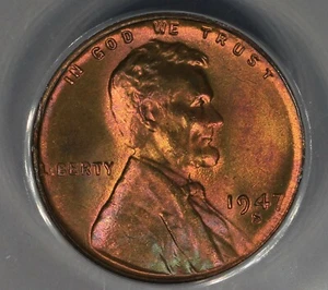 1947-S .01 ANACS MS 66 RED Lincoln Head Cent, Lincoln One Cent - Picture 1 of 3
