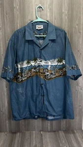 Pacific Legend Motorcycle Chopper Hawaiian Short Sleeve Shirt Men’s 2XL Blue AOP - Picture 1 of 4