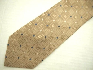 Michael Kors Mens Necktie Tie Tan Brown Checkered 60" - Bild 1 von 4