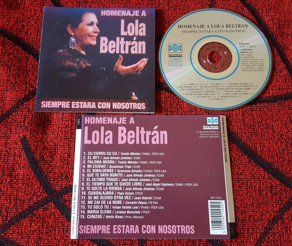 HOMENAJE A LOLA BELTRAN CD 1996 Jose Alfredo Jimenez JUAN GABRIEL Tomas Mendez - Image 1 of 1