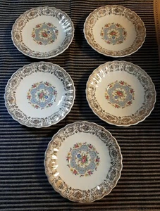Set of 5 Vintage Limoges Lyric Pattern 22 K Gold Trimmed Bread 6" in Diameter - Picture 1 of 5