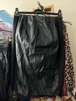 Women’s Size 8 Black Skirt, Faux Leather Front, Elastic Waist, Maternity Wear - Image 1 of 4