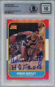 Adrian Dantley Signed 1986-87 Fleer #21 Trading Card w/HOF Beckett 10 Slab 42899 - Picture 1 of 2