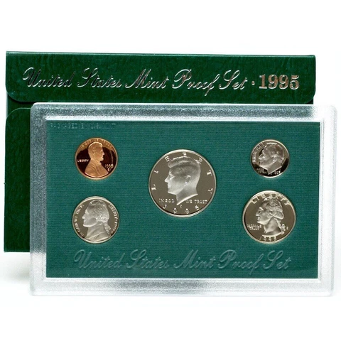 1995 U.S.  Proof Set 5 Coins  In U.S. Mint Holder W/ COA,S Series,Mixed Metals Cover