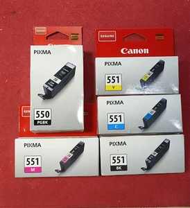 KIT 5 Cartuccie ORIGINALI Canon 550 PGBK 551C - 551Y - 551K - 551M - Photo 1/1