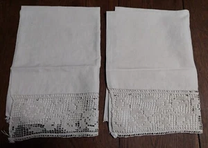 Paire de rideaux lin écru crochet et jours 49 X 76 cm - Imagen 1 de 6