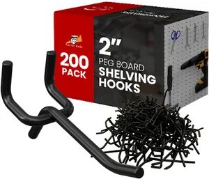 200 pcs 2" Length Black Steel PEG Board Shelving 20 lbs PEG HOOKS Wholesale Lot  - Picture 1 of 6