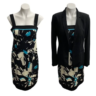 Karin Stevens Dress Womens Size 10 Lot Black Blazer Floral Coastal Summer Office - Image 1 of 4