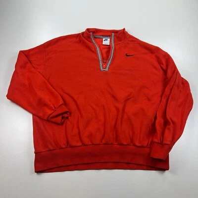 Nike Icon Clash 1/4 Zip Pullover Sweater Womens Small Orange Fleece Big Swoosh - Image 1 of 4