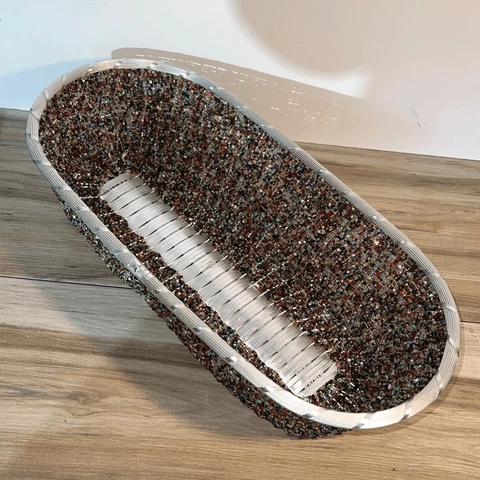 BEAUTIFUL OVAL HAND BEADED ALUMINUM WIRE BREAD BASKET 1000s OF GLASS BEADS Cover