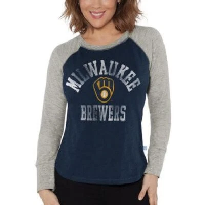 Milwaukee Brewers MLB Women's Touch Waffle Raglan Long Sleeve T-Shirt - Image 1 of 4