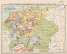 GERMANY 1618. 30 years war. Protestant &amp; Catholic states 1907 old antique map